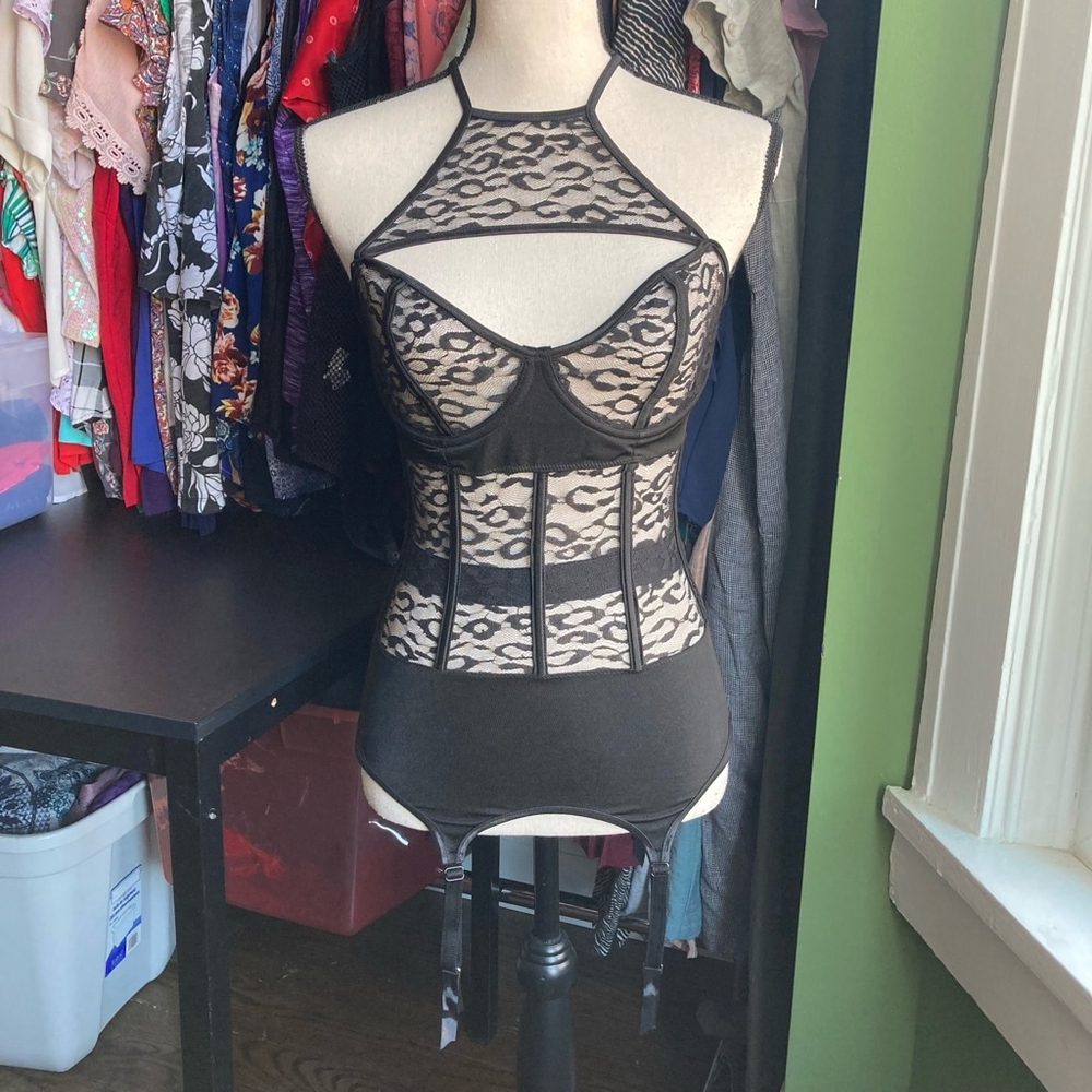 Women's Coquette Bodysuit Size S Black Lace